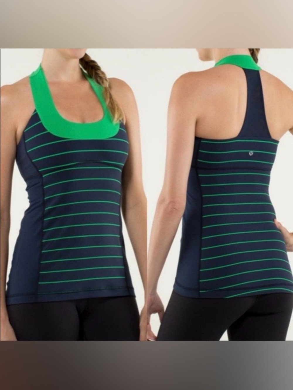 Lululemon Sccop Neck Tank Navy & Lime Green